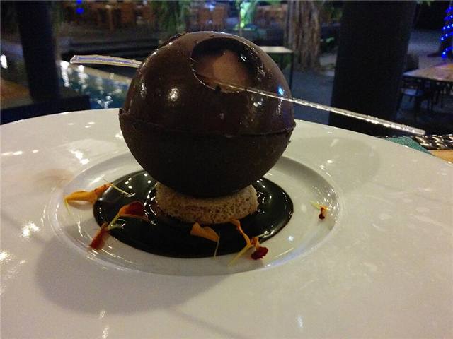 Chocolate sphere dessert