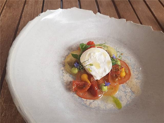 Burrata with heirloom tomato